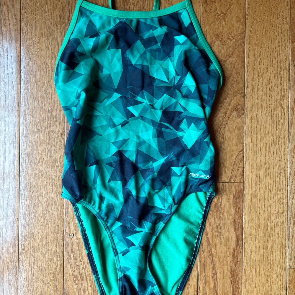 Speedo Geometric Green One Piece Swimsuit